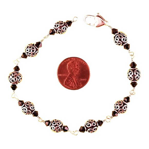 Sterling 925 Silver Bracelet w Swarovski Crystals - Picture 5 of 5